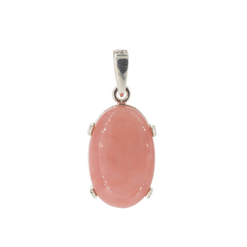 Zawieszka - Opal Różowy owal 22x15mm w srebrze