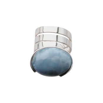 Pierścionek regulowany - owalny Larimar w srebrze