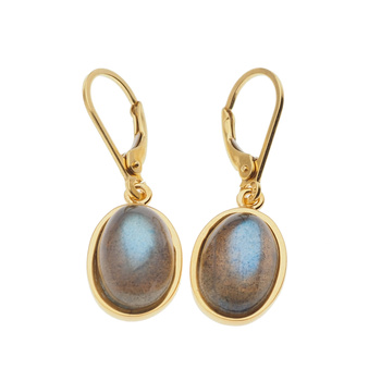 Kolczyki - owalny Labradoryt w srebrze złoconym