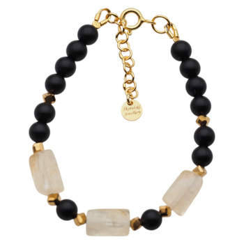 Bransoletka z Cytrynem, Onykiem i złotym Hematytem – srebro pozłacane