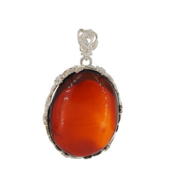 Zawieszka - Bursztyn owalny w srebrze 