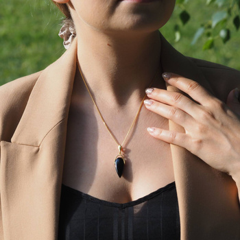 Naszyjnik srebrny złocony - Onyks łza na łańcuszku