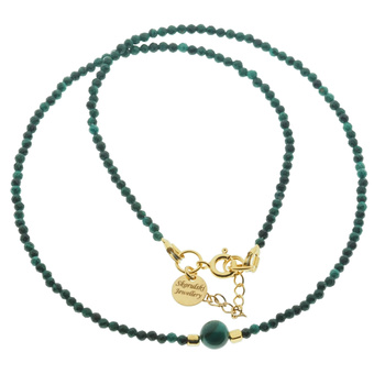 Naszyjnik regulowany - Malachit fasetowany i srebro złocone