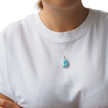 Zawieszka - larimar łza w srebrze