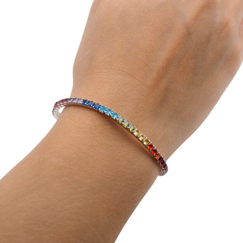 Bransoletka sprężynująca - kolorowe cyrkonie w srebrze