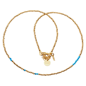 Naszyjnik urodzeniowy grudzień - turkus, złoty hematyt i srebro złocone