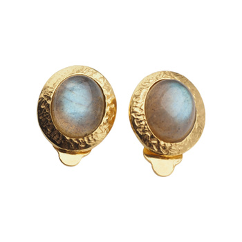 Klipsy - Labradoryt owalny w srebrze złoconym