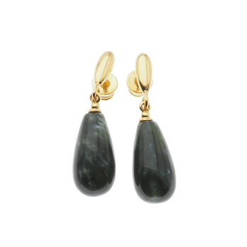 Kolczyki - Serafinit kropla w srebrze złoconym