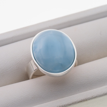 Pierścionek regulowany - owalny Larimar w srebrze