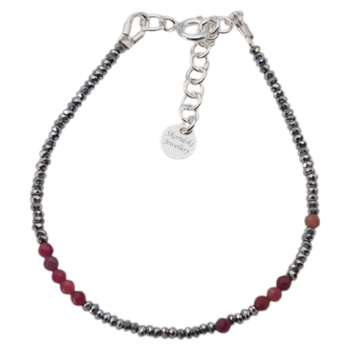 Bransoletka urodzeniowa październik - turmalin, hematyt i srebro