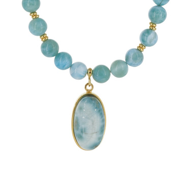 Naszyjnik z zawieszką - Larimar i srebro złocone