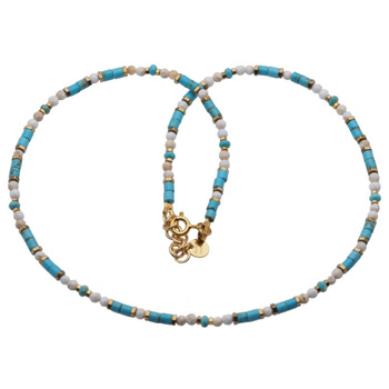 Naszyjnik - Turkus, Howlit, Hematyt i srebro złocone