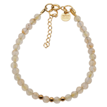 Bransoletka - Cytryn kulki i srebro złocone