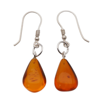 Kolczyki - koniakowy Bursztyn krople i srebro
