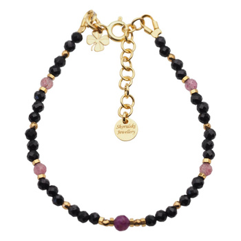 Bransoletka znak zodiaku baran - mix kamieni i srebro złocone