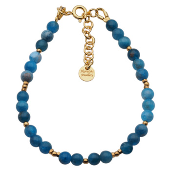 Bransoletka - Apatyt kulki, hematyt i srebro złocone