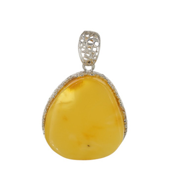 Zawieszka - Bursztyn mleczny w srebrze