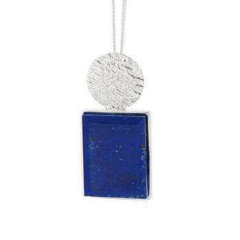 Naszyjnik srebrny z Lapisem Lazuli w kształcie prostokąta