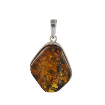 Zawieszka - Bursztyn z łuskami w srebrze