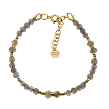 Bransoletka - Labradoryt z Hematytem i srebro złocone