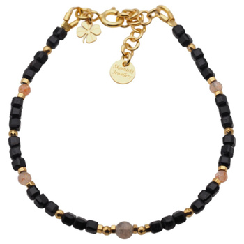 Bransoletka znak zodiaku lew - mix kamieni i srebro złocone