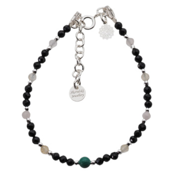 Bransoletka mix - Turmalin, cytryn, kwarc różowy i srebro