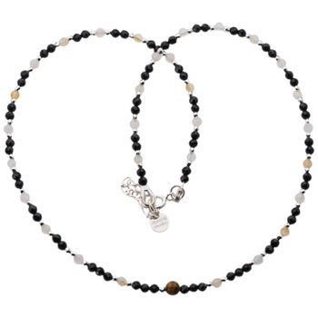 Naszyjnik mix - Turmalin, cytryn, kwarc różowy i srebro