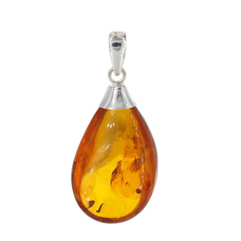 Zawieszka - koniakowy Bursztyn w srebrze 