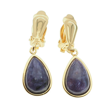 Klipsy - Czaroit łza w srebrze złoconym