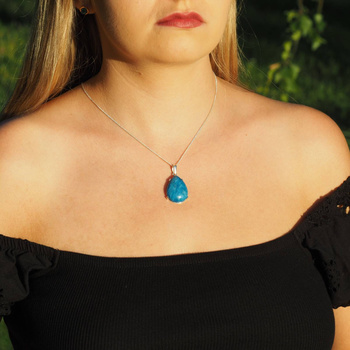 Zawieszka - Apatyt łza 27x20 mm w srebrze