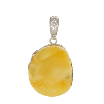 Zawieszka - Bursztyn mleczny w srebrze