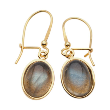 Kolczyki - owalny Labradoryt w srebrze złoconym