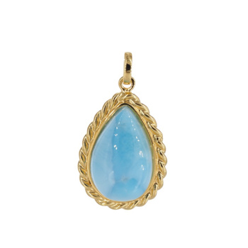 Zawieszka - larimar łza w srebrze złoconym