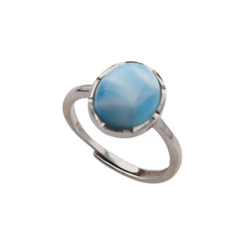 Pierścionek regulowany - owalny Larimar w srebrze rodowanym