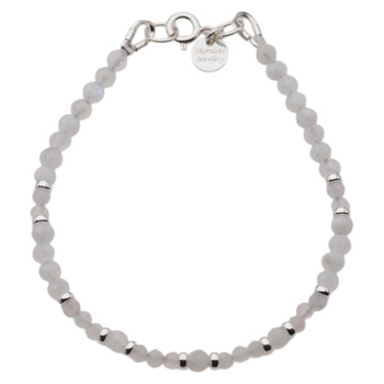 Bransoletka - Kamień Księżycowy kulki i srebro