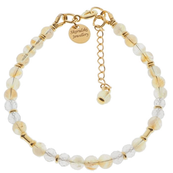 Bransoletka - Cytryn kulki i srebro złocone