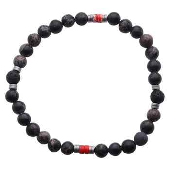 Bransoletka męska na gumce - Jaspis, lawa i Hematyt