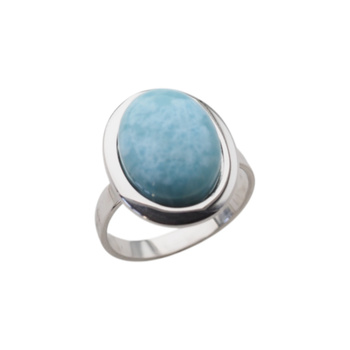 Pierścionek regulowany z owalnym Larimarem w srebrze