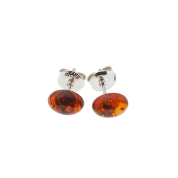 Kolczyki sztyfty z owalnym Bursztynem w srebrze