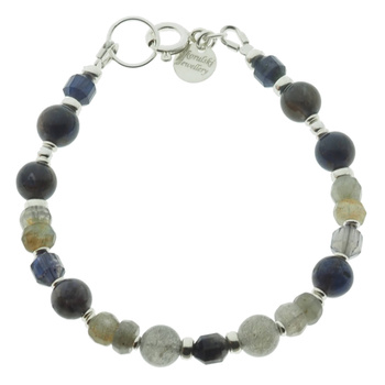 Bransoletka - Labradory, Iolit i srebro