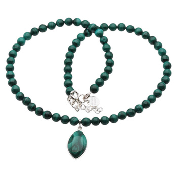 Naszyjnik z zawieszką - Malachit i srebro