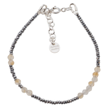 Bransoletka urodzeniowa listopad - cytryn, hematyt i srebro