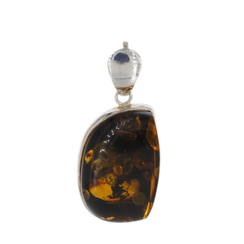 Zawieszka - Bursztyn z łuskami w srebrze