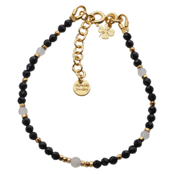 Bransoletka znak zodiaku bliźnięta - mix kamieni i srebro złocone