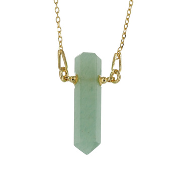 Naszyjnik - Awenturyn sopel na łańcuszku srebrnym złoconym