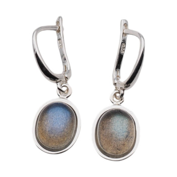 Kolczyki - owalny Labradoryt w srebrze