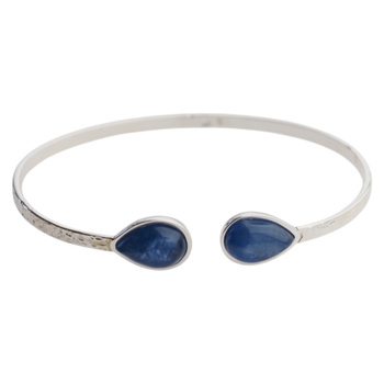 Bransoletka sztywna z Kyanitem w srebrze młotkowanym