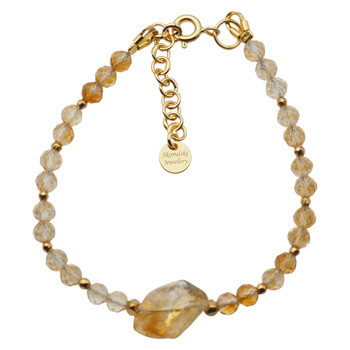 Bransoletka z cytrynem naturalnym – srebro 925 złocone 