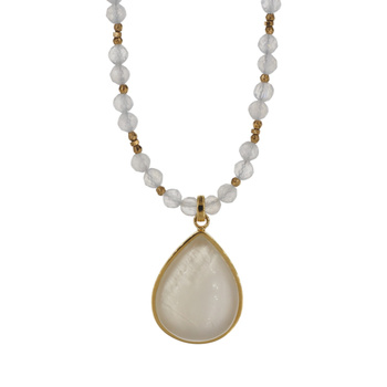 Naszyjnik z Kamieniem Księżycowym – ręcznie wykonany, srebro pozłacane 925