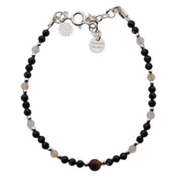 Bransoletka mix - Turmalin, cytryn, kwarc różowy i srebro